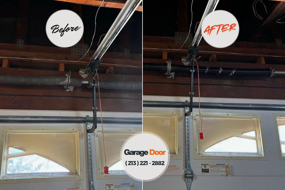 Before and after: garage door repair South Portland, ME